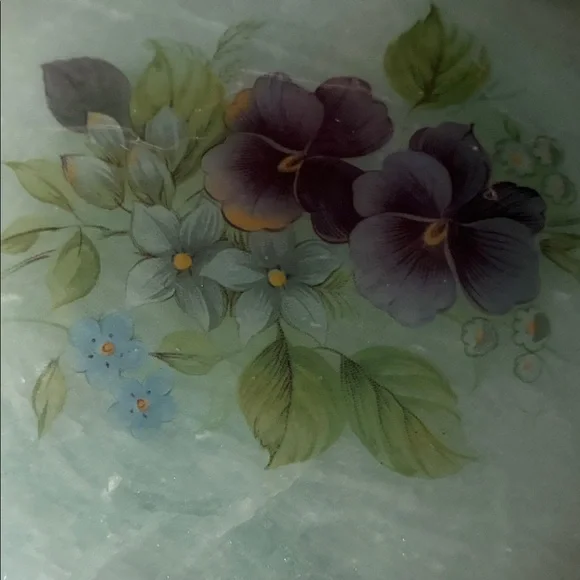 Round Floral Powder Box in Seafoam Green ventige genuina - Picture 5 of 5